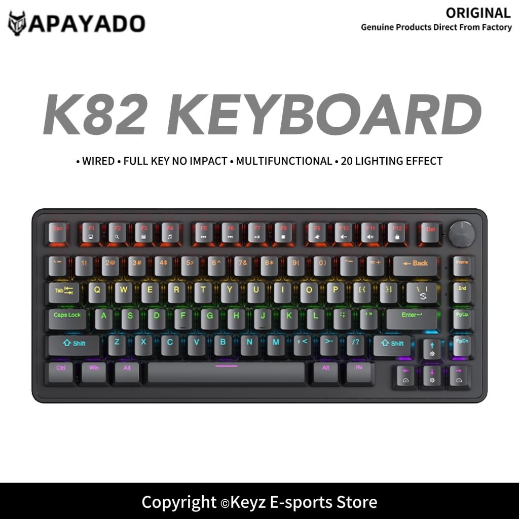 Gaming Keyboard Blue Switches - K82 75% Portable Wired Mechanical Keyboard