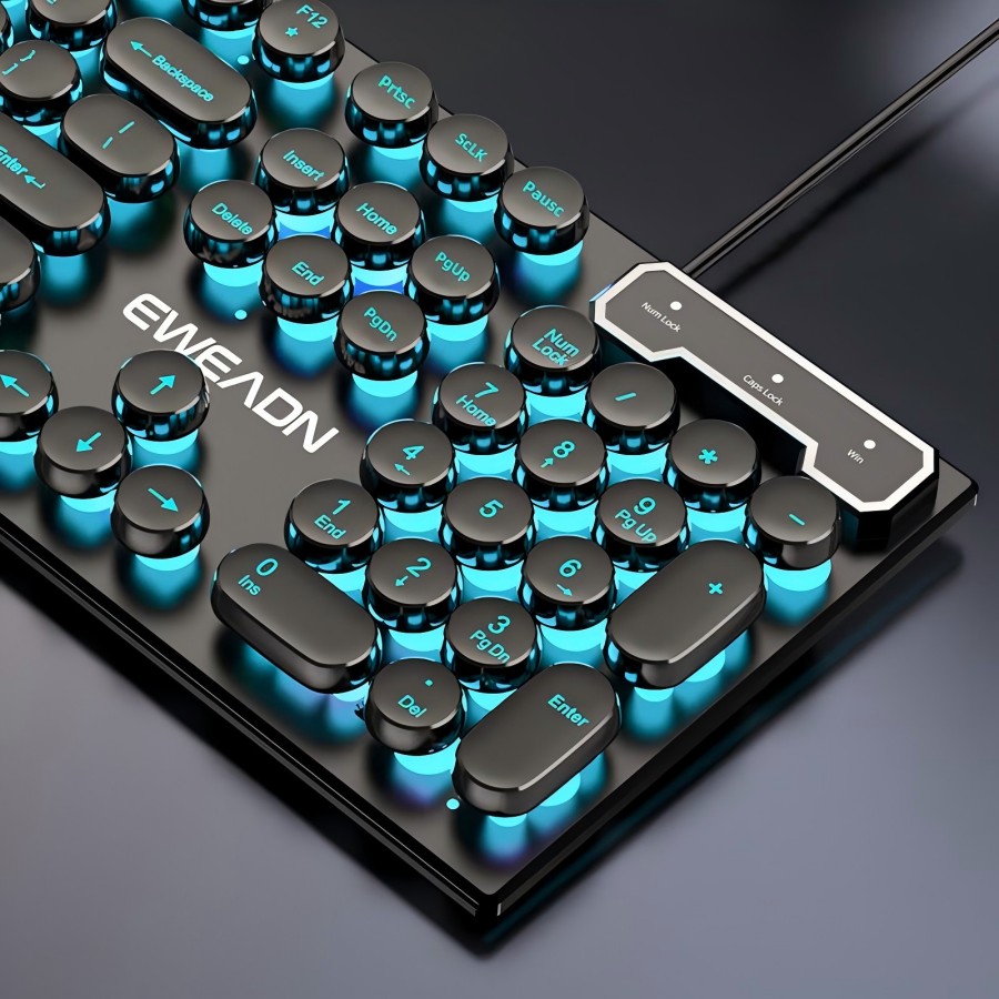 Gaming Keyboard Typewriter - EWEADN Typewriter Gaming Keyboard, 104 Keys,