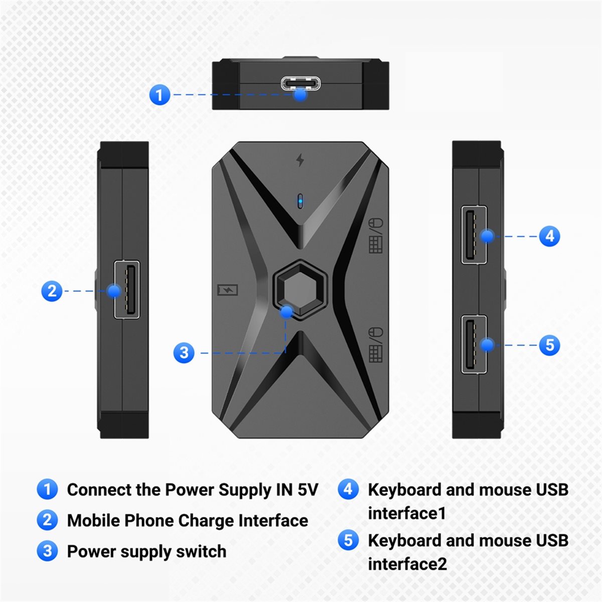 Gaming Keyboard And Mouse Converter For Mobile - #48Y (Black)Mobile Games Converter Kit Mobilador