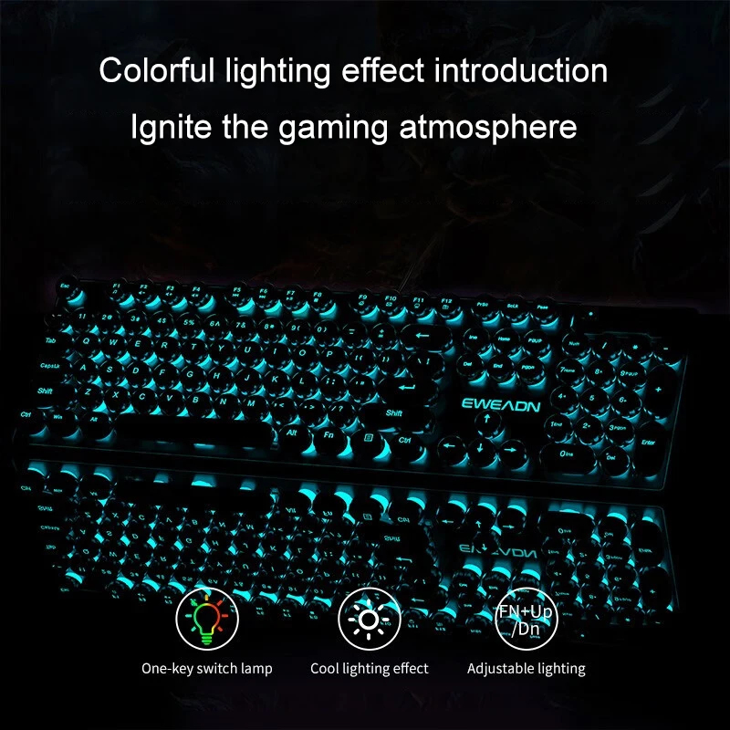 Retro Punk Mechanical Feel Key - Gaming Keyboard Blue Switches review and price